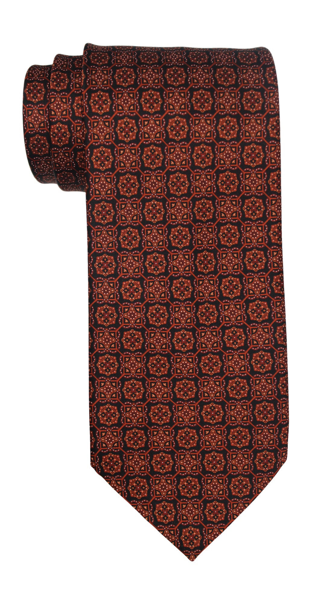 Stefano Ricci Satin Copper on Black Geometric Tie