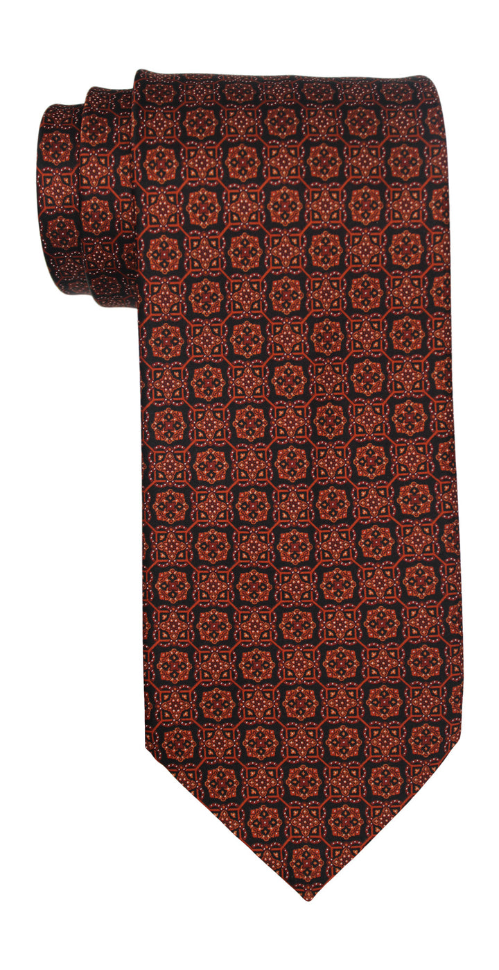 Stefano Ricci Satin Copper on Black Geometric Tie