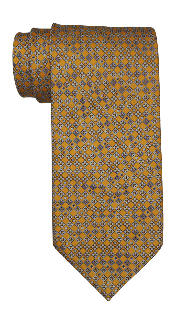 Stefano Ricci Satin Yellow Geometric Tie