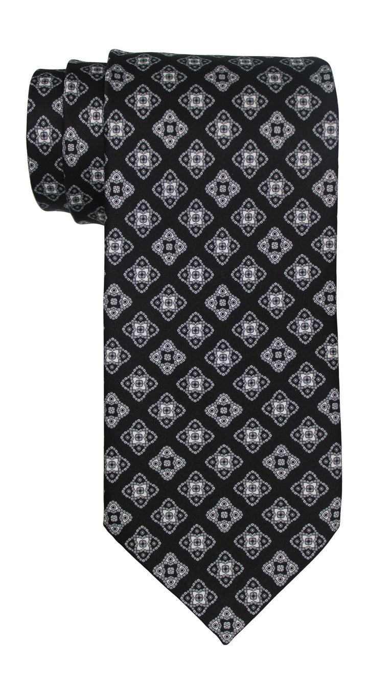 Stefano Ricci Satin Black Medallion Tie