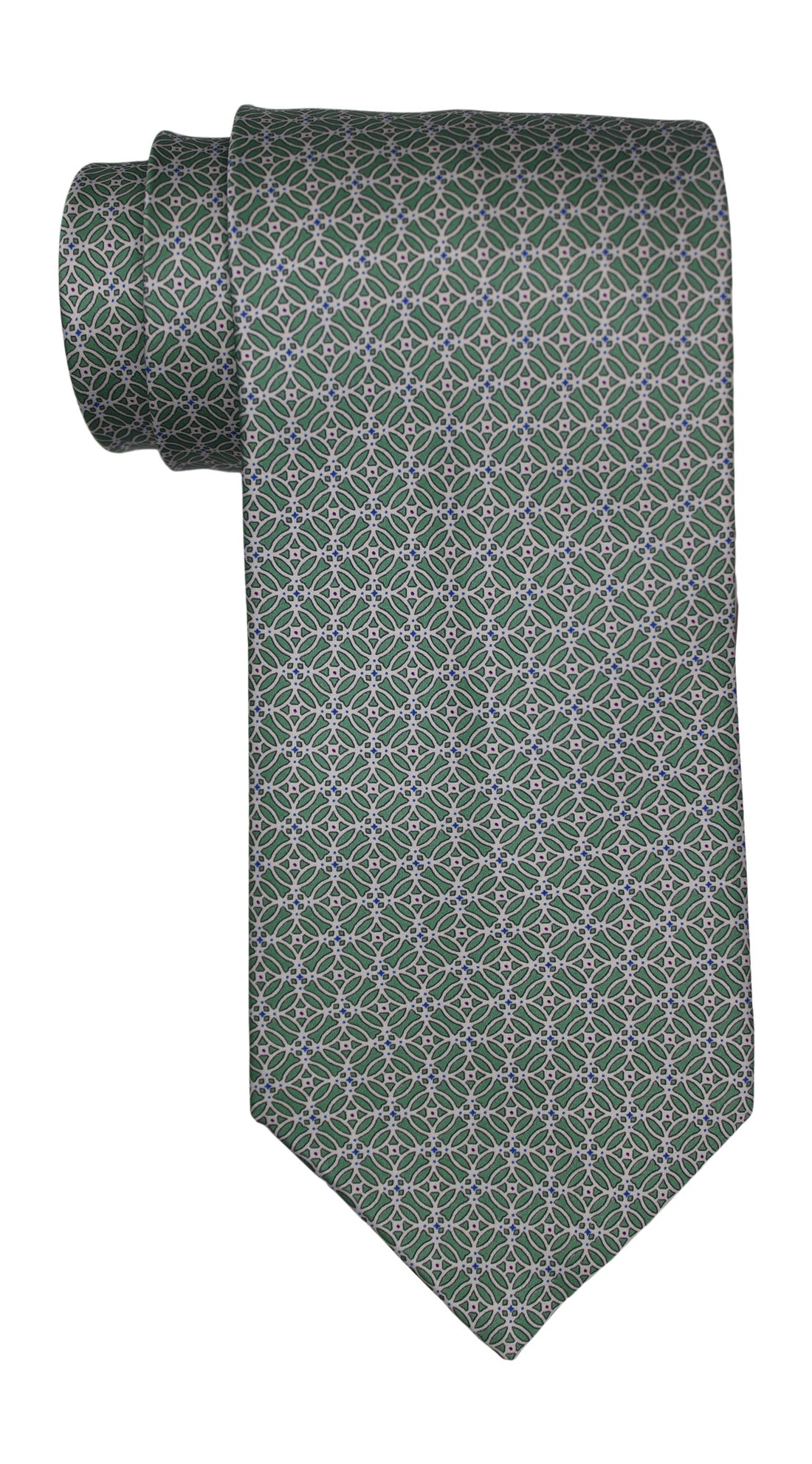 Stefano Ricci Satin Green Geometric Tie