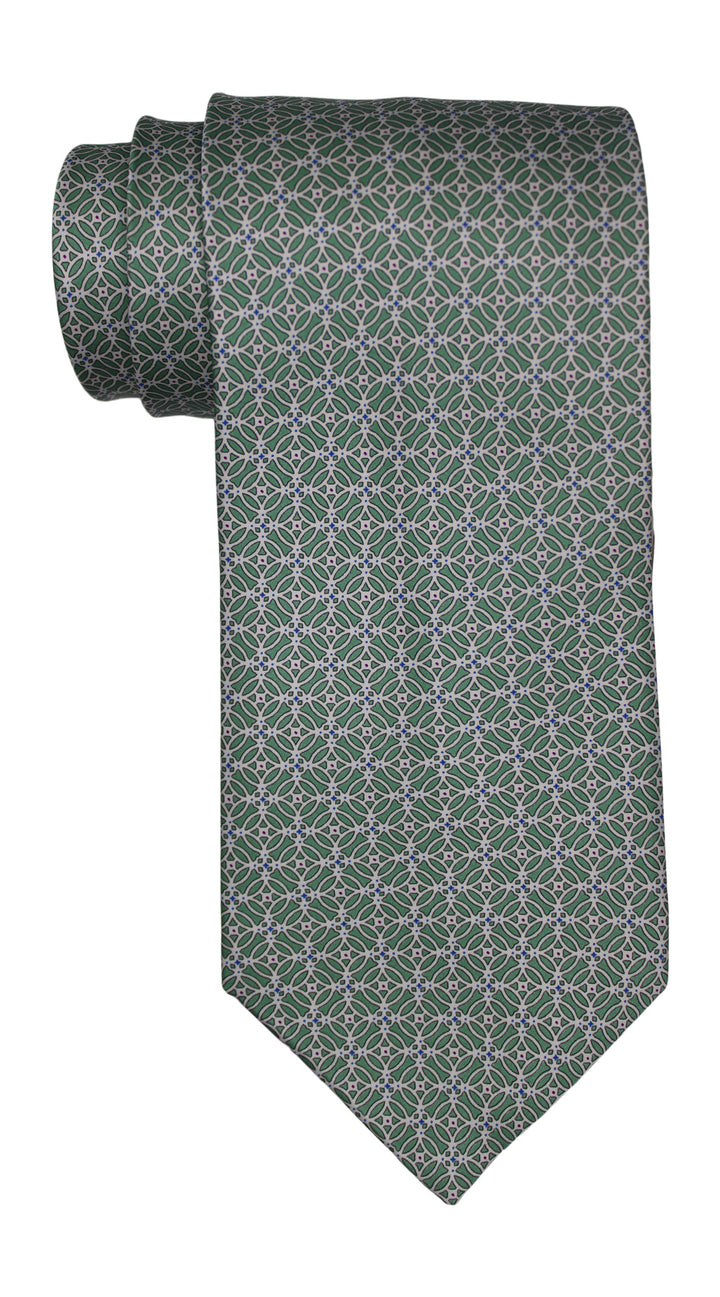 Stefano Ricci Satin Green Geometric Tie