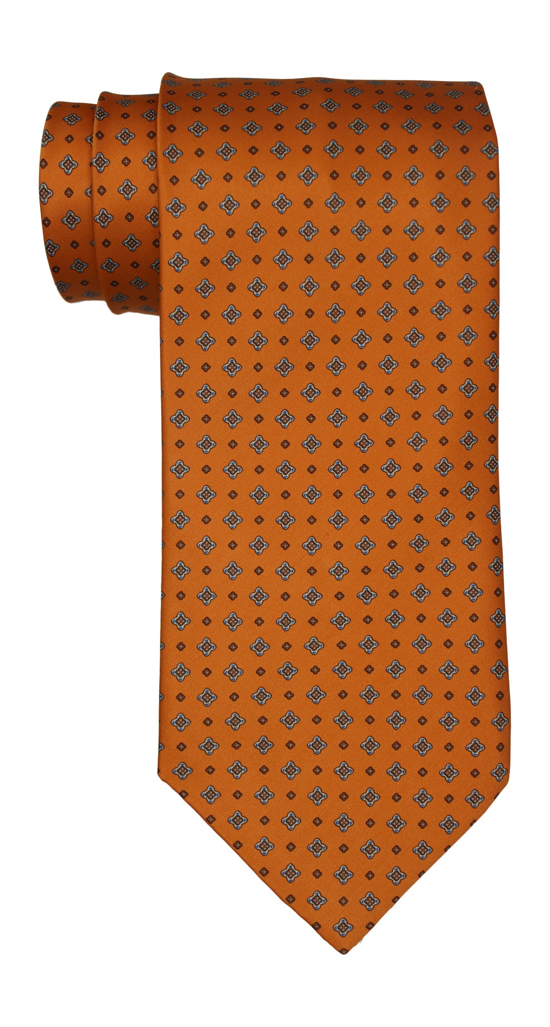 Stefano Ricci Luxury Collection Satin Orange Geometric Tie