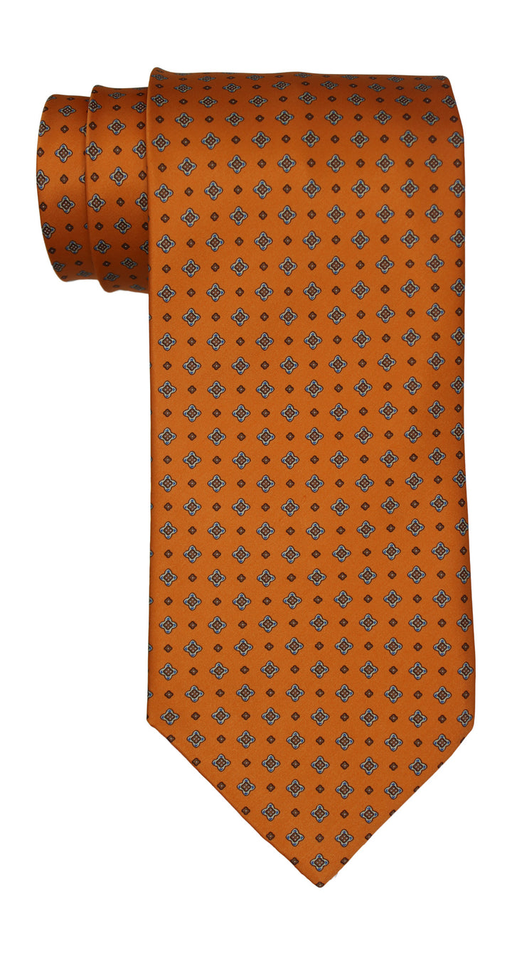 Stefano Ricci Luxury Collection Satin Orange Geometric Tie