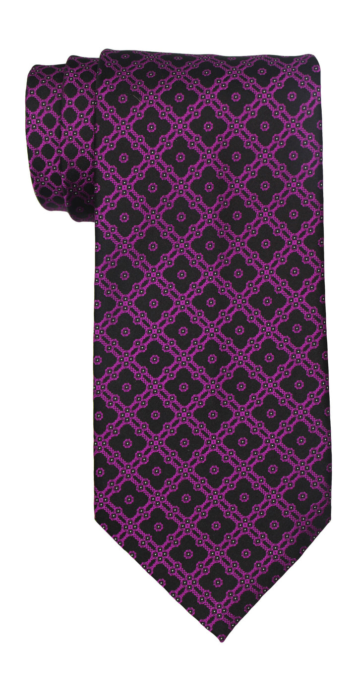 Stefano Ricci Luxury Collection Purple on Black Geometric Tie
