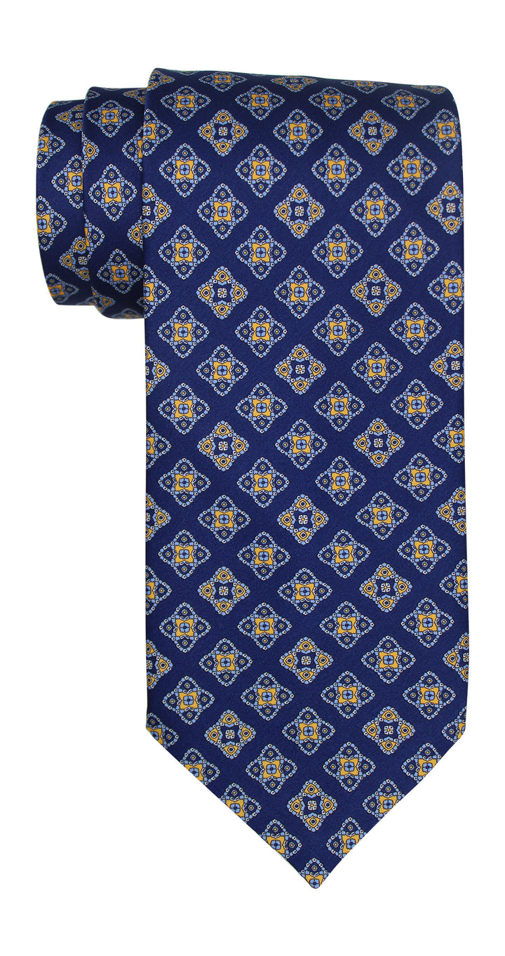 Stefano Ricci Satin Navy Medallion Tie