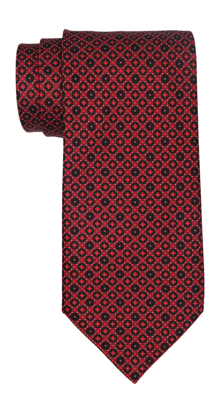 Stefano Ricci Luxury Collection Satin Red Black Geometric Tie