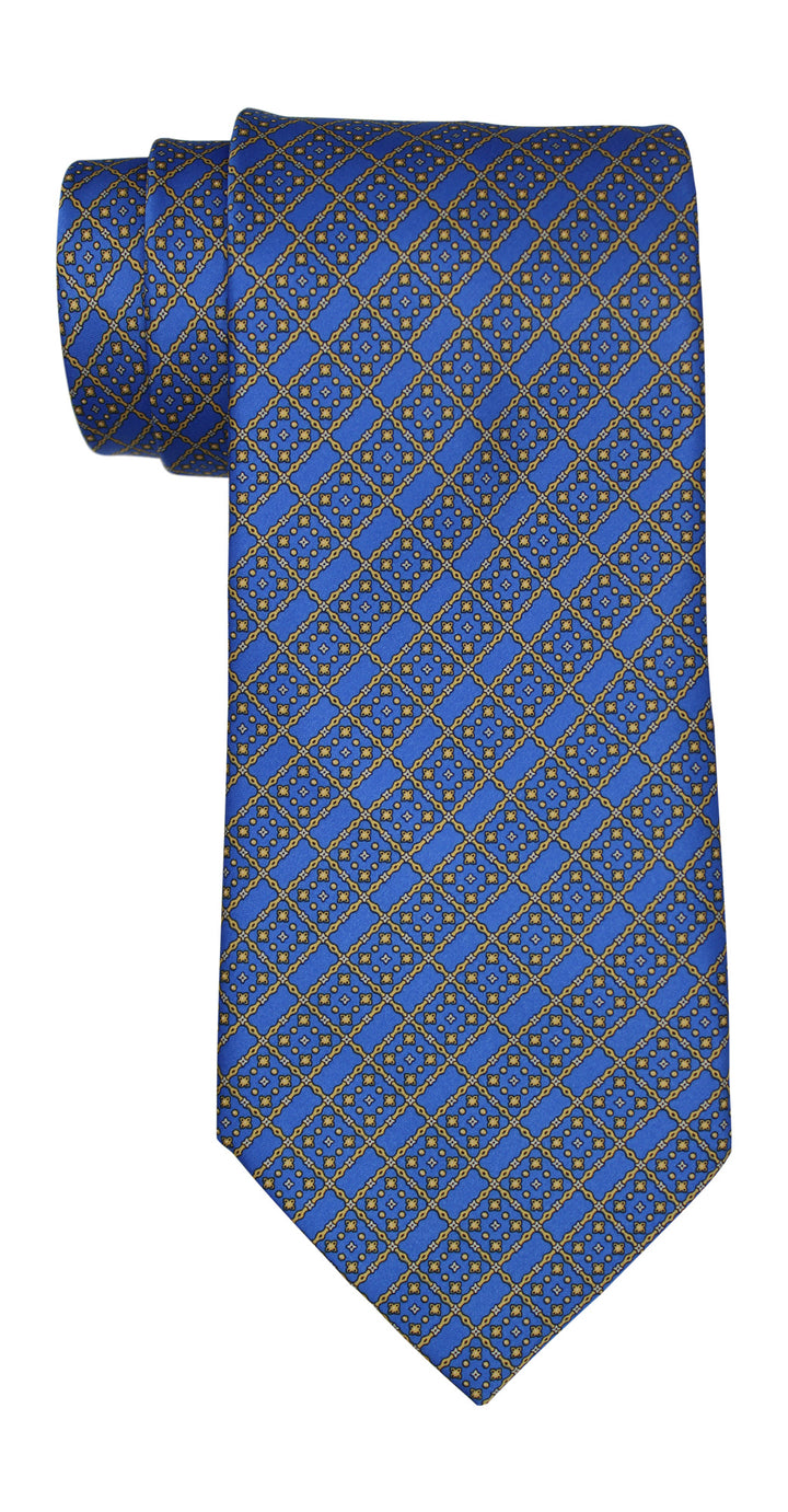 Stefano Ricci Luxury Collection Satin Blue Geometric Tie