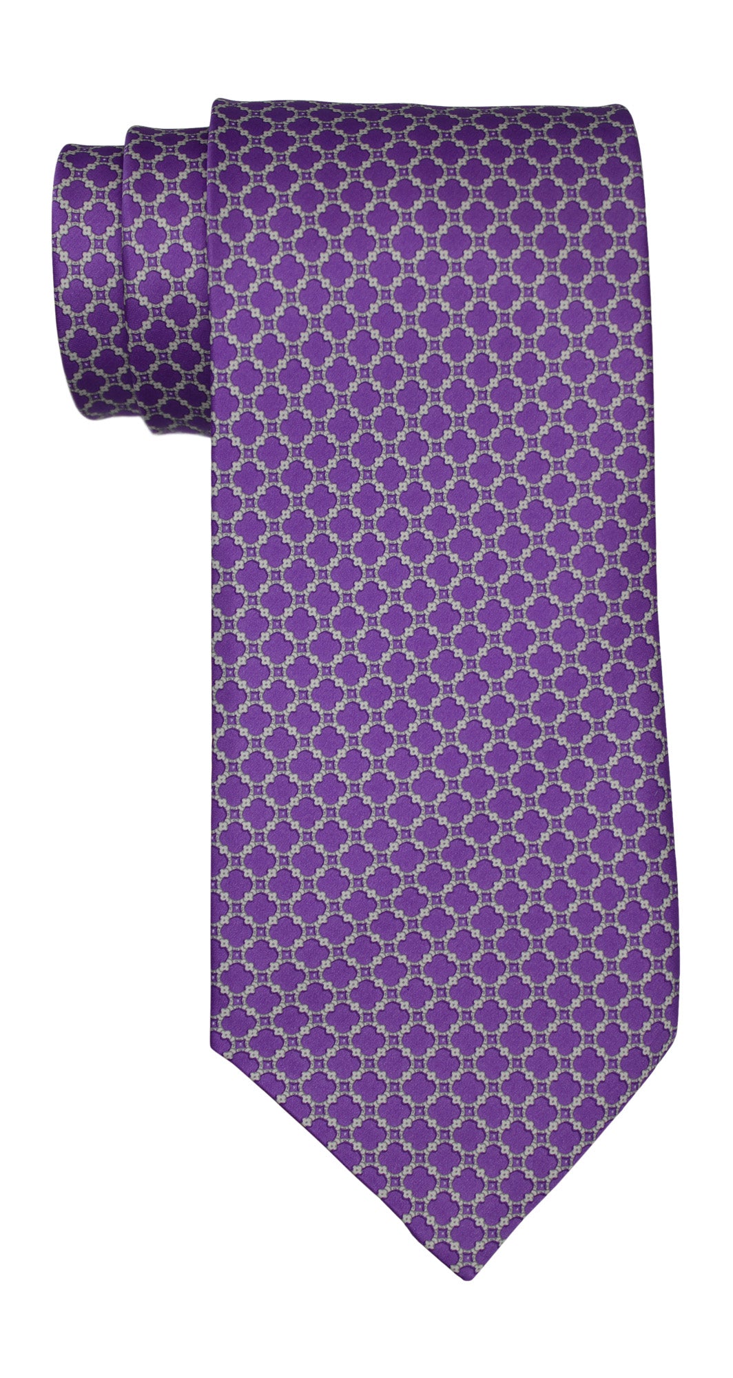 Stefano Ricci Satin Purple Geometric Tie
