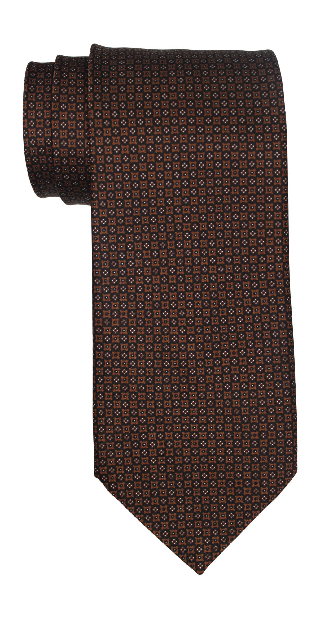 Stefano Ricci Satin Brown Black Neat Geometric Tie