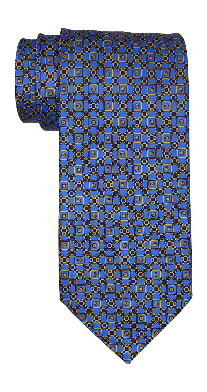 Stefano Ricci Satin Blue Geometric Tie