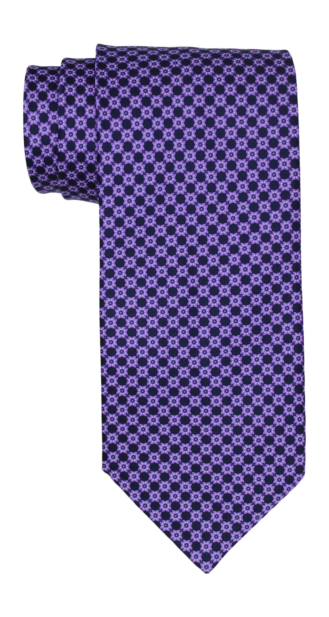 Stefano Ricci Satin Purple Geometric Tie