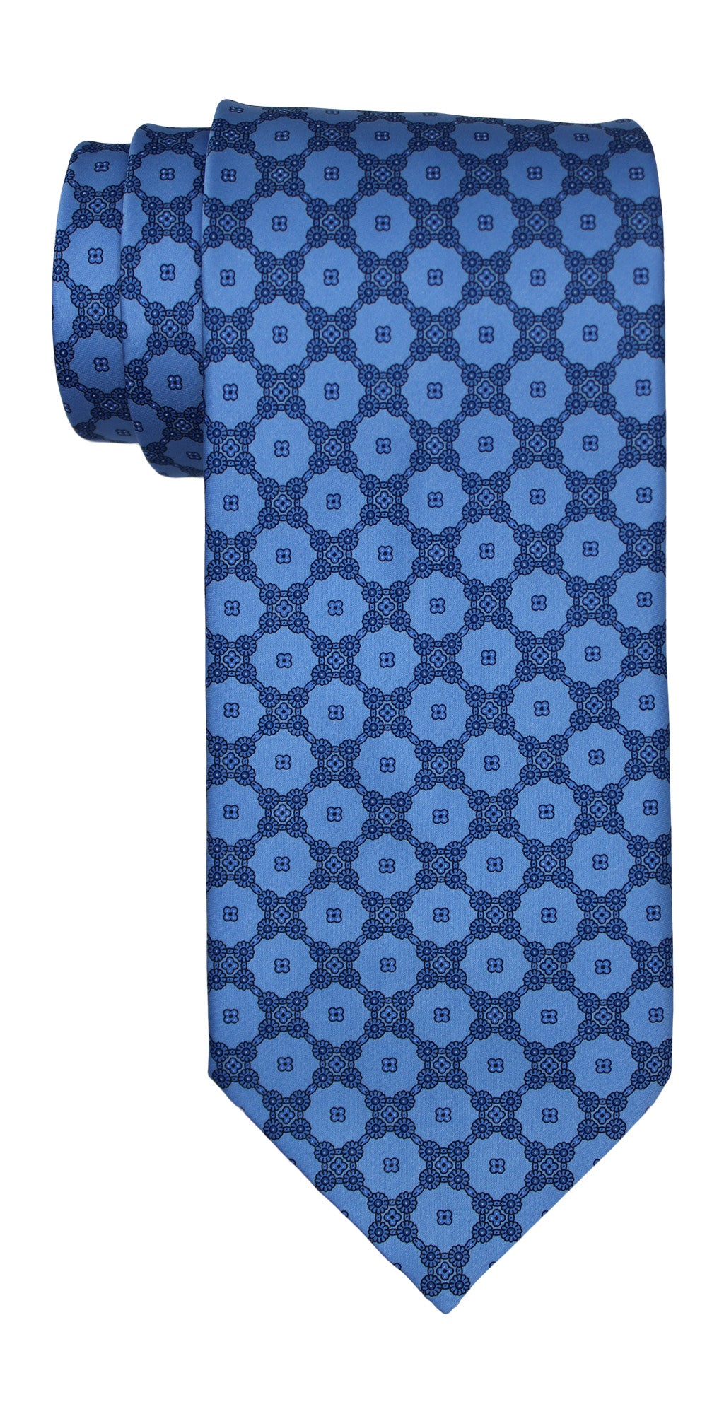 Stefano Ricci Satin Blue Geometric Tie