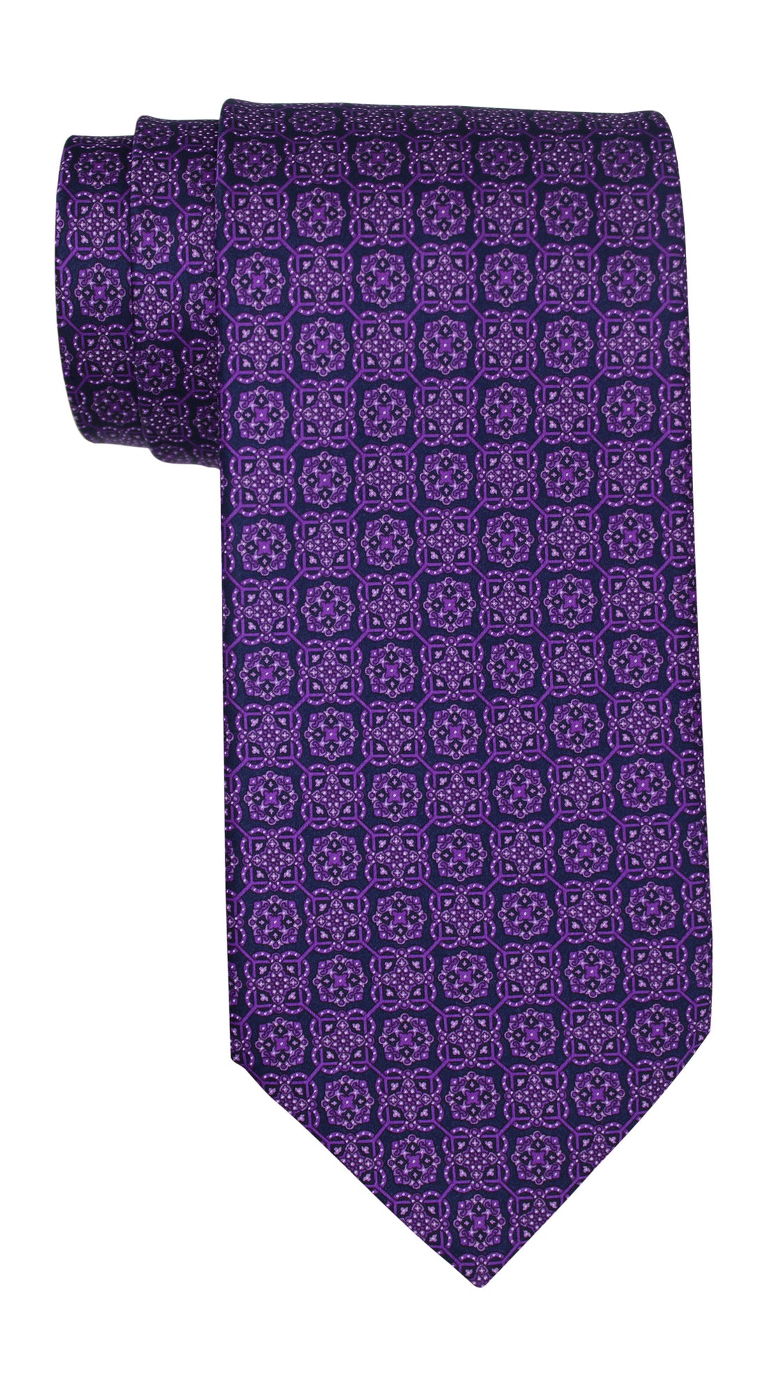 Stefano Ricci Satin Purple Geometric Tie