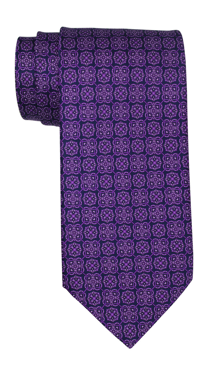 Stefano Ricci Satin Purple Geometric Tie