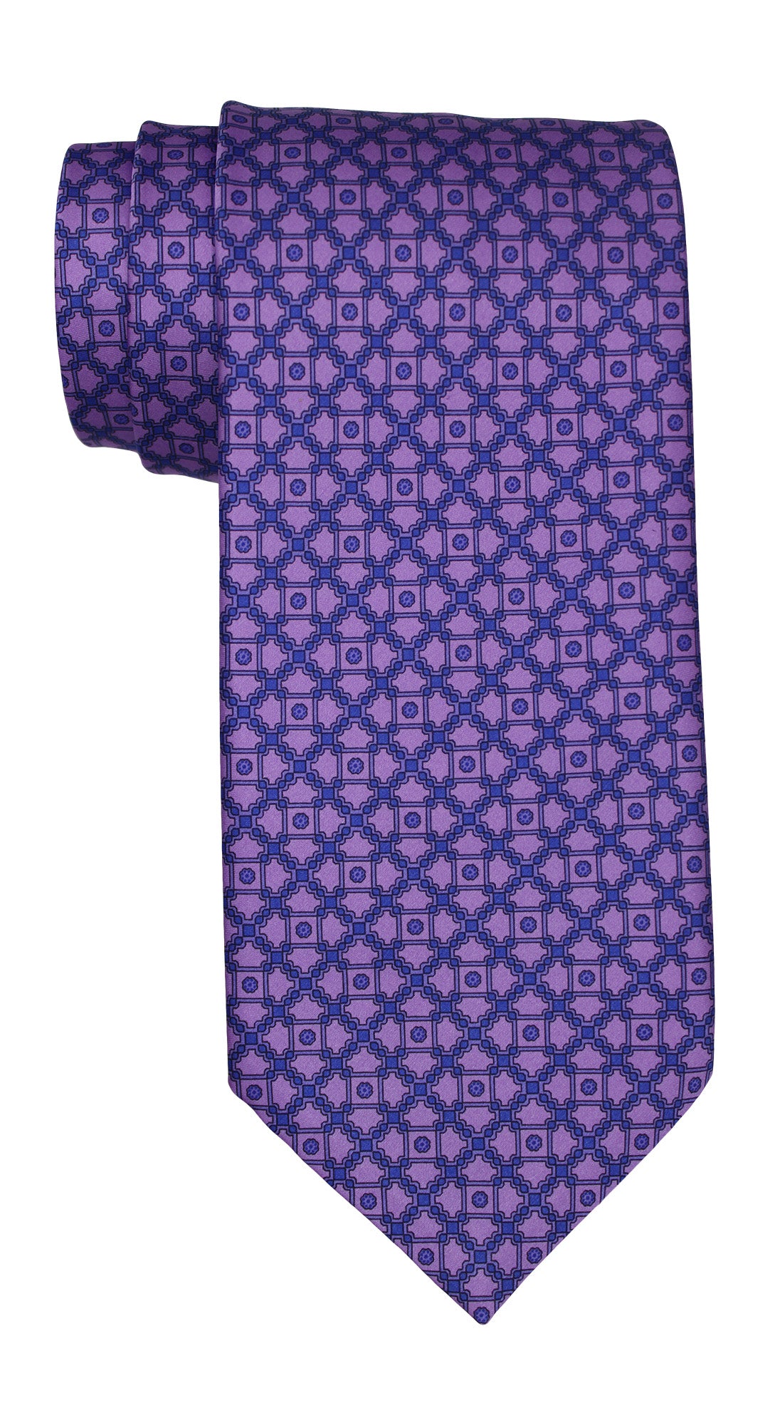 Stefano Ricci Satin Purple Geometric Tie
