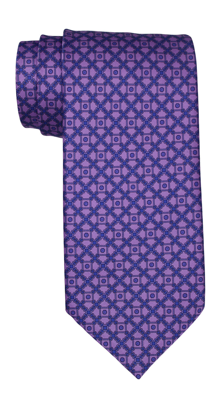 Stefano Ricci Satin Purple Geometric Tie