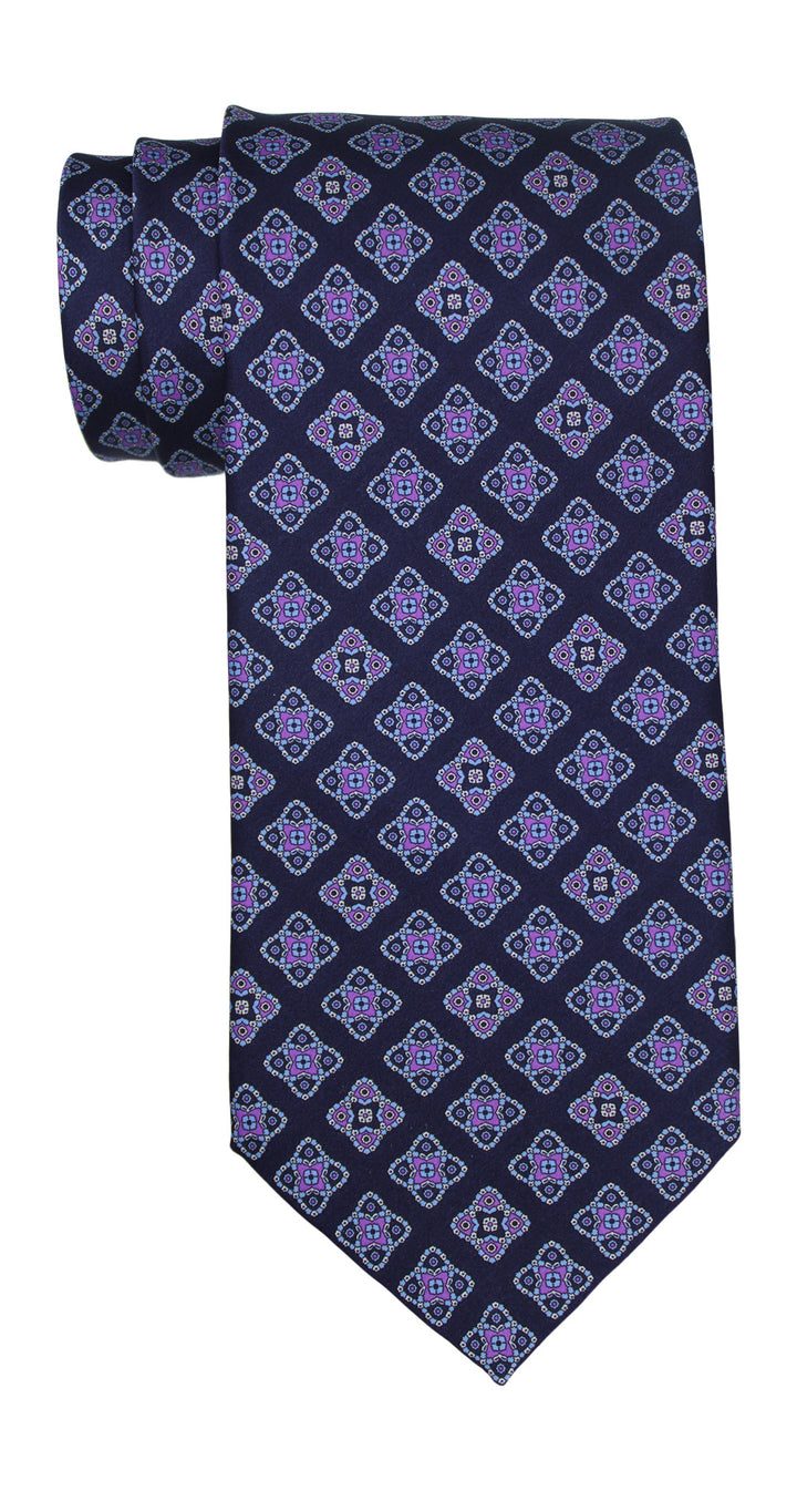 Stefano Ricci Satin Navy Medallion Tie