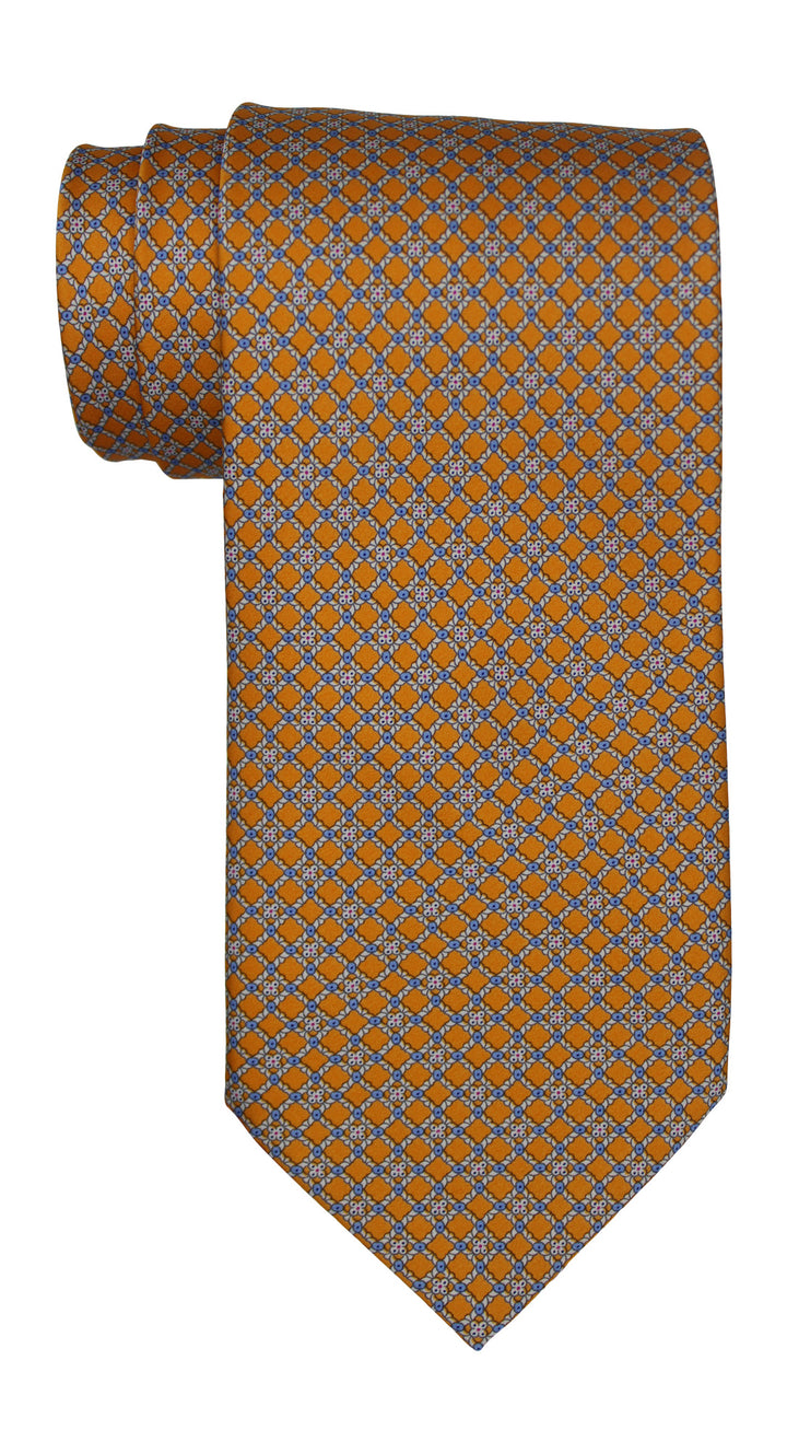 Stefano Ricci Satin Orange Geometric Tie
