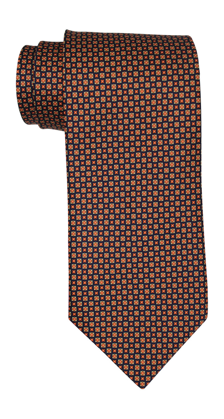 Stefano Ricci Satin Orange Neat Geometric Tie