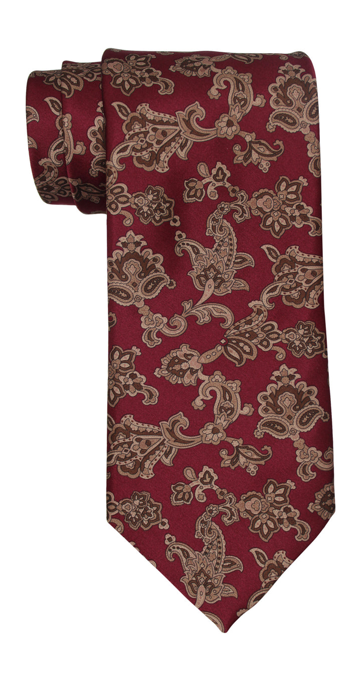 Stefano Ricci Luxury Collection Satin Burgundy Paisley Tie