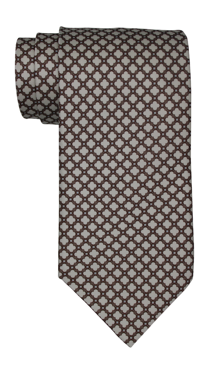 Stefano Ricci Satin Ivory Geometric Tie
