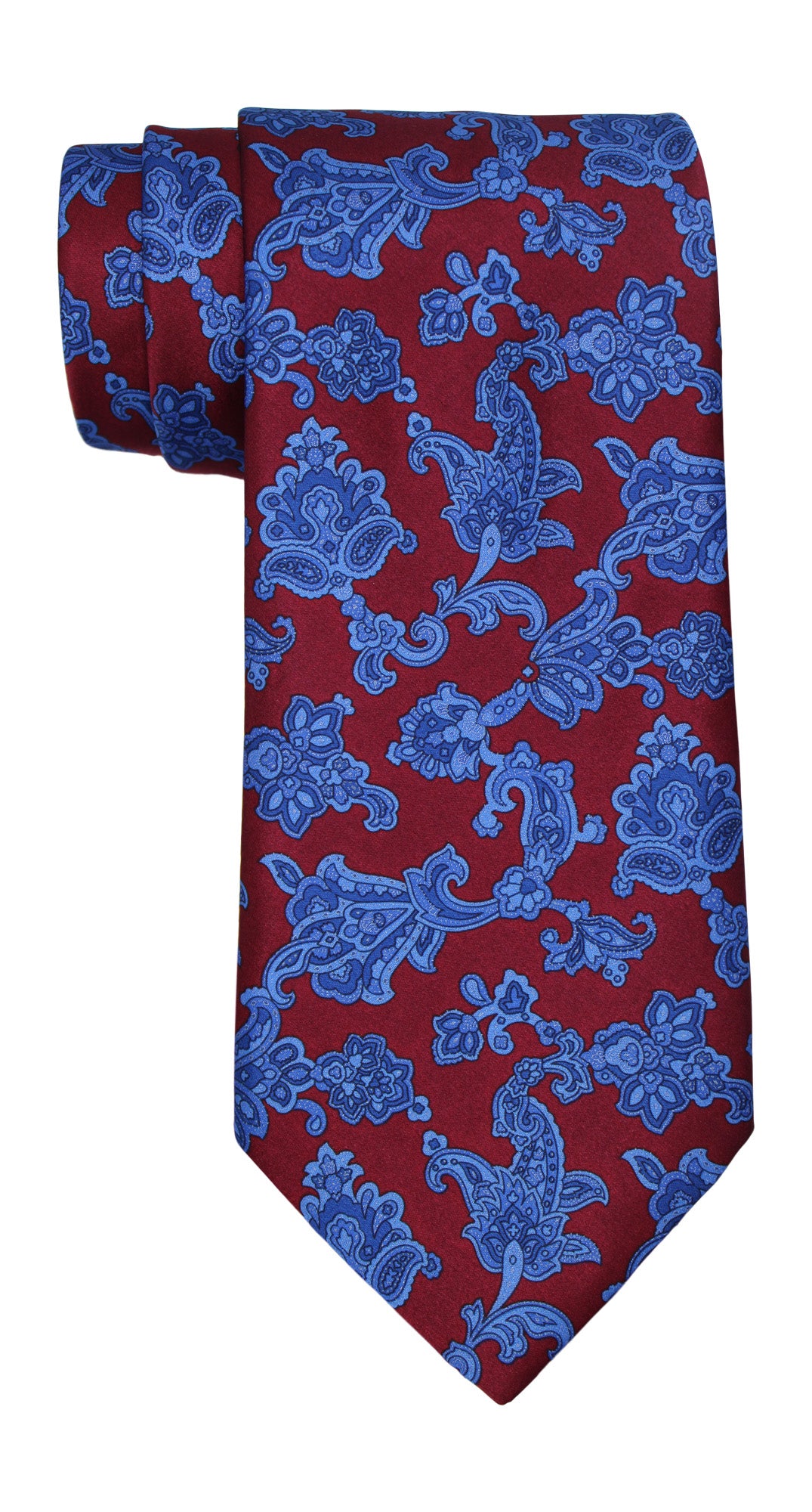 Stefano Ricci Luxury Collection Satin Burgundy Blue Paisley Tie