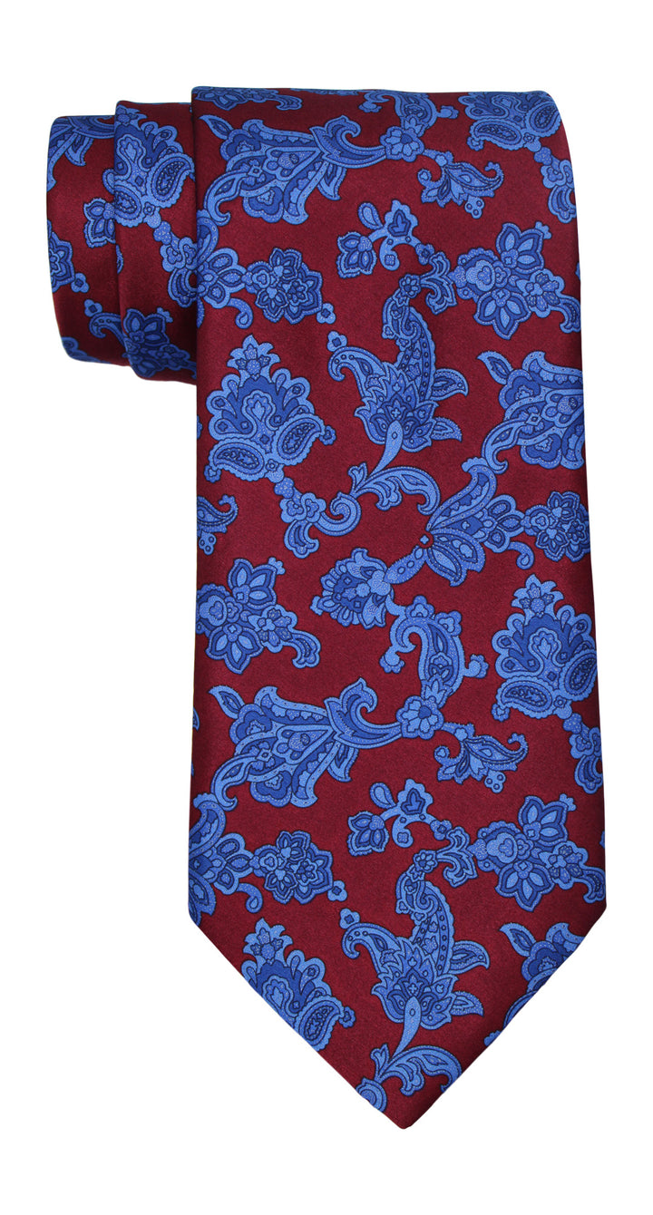 Stefano Ricci Luxury Collection Satin Burgundy Blue Paisley Tie