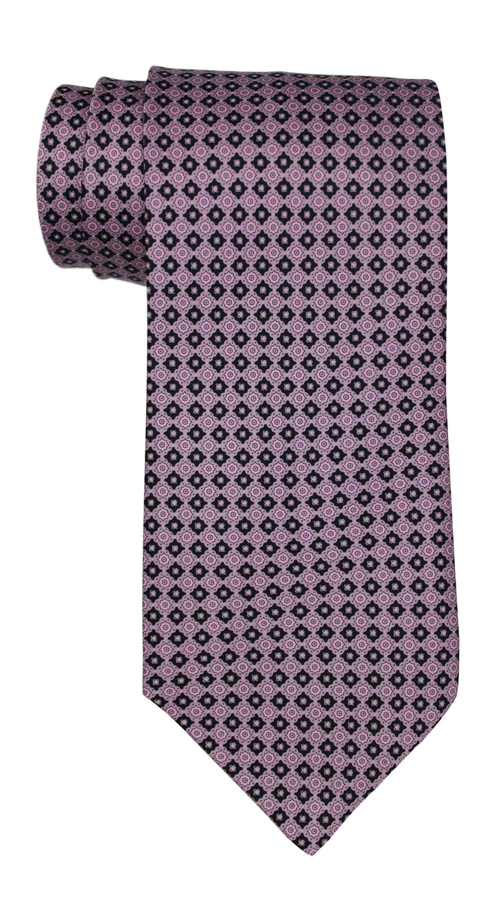 Stefano Ricci Satin Pink Black Geometric Tie
