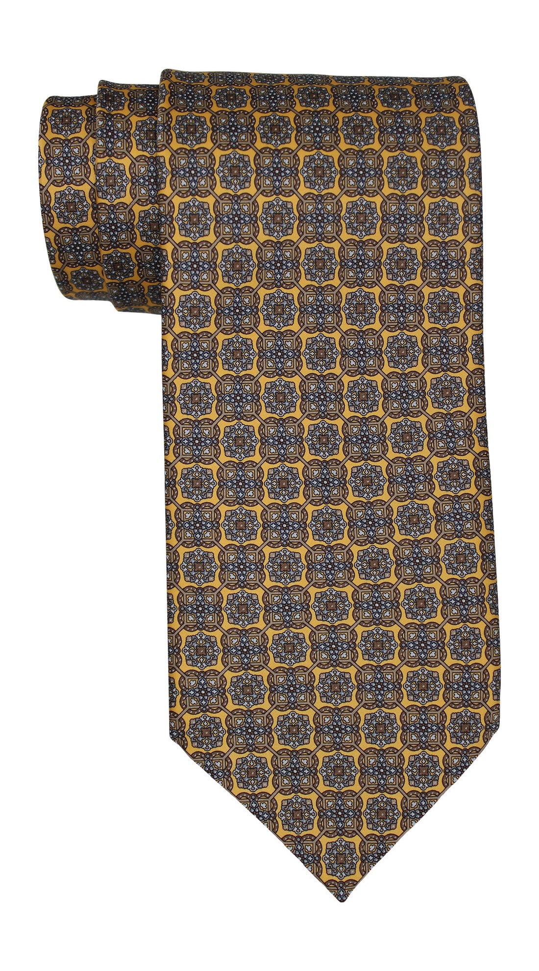 Stefano Ricci Satin Yellow Geometric Tie