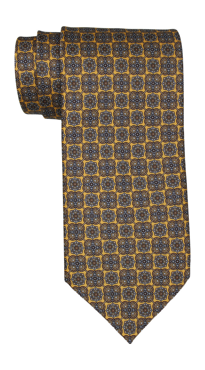 Stefano Ricci Satin Yellow Geometric Tie