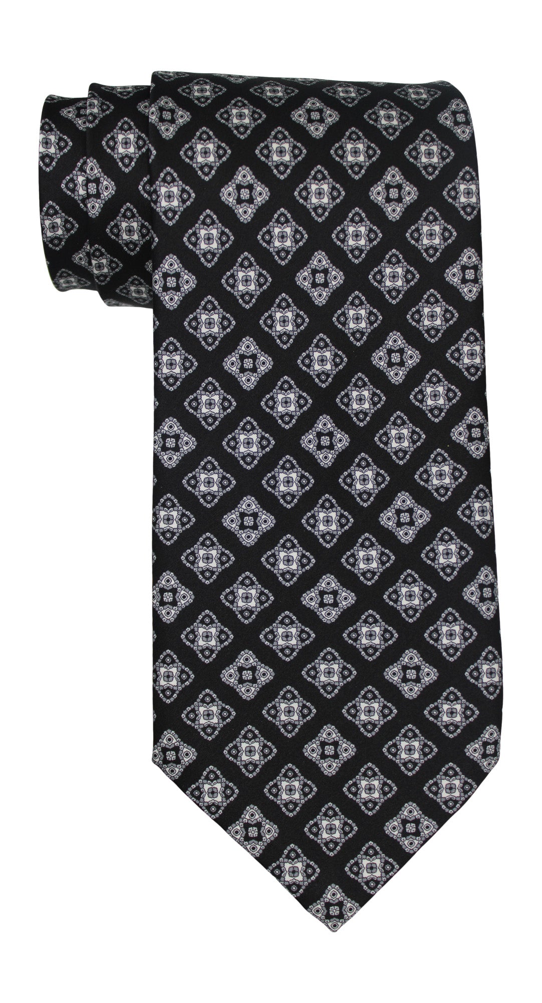Stefano Ricci Satin Black Medallion Tie
