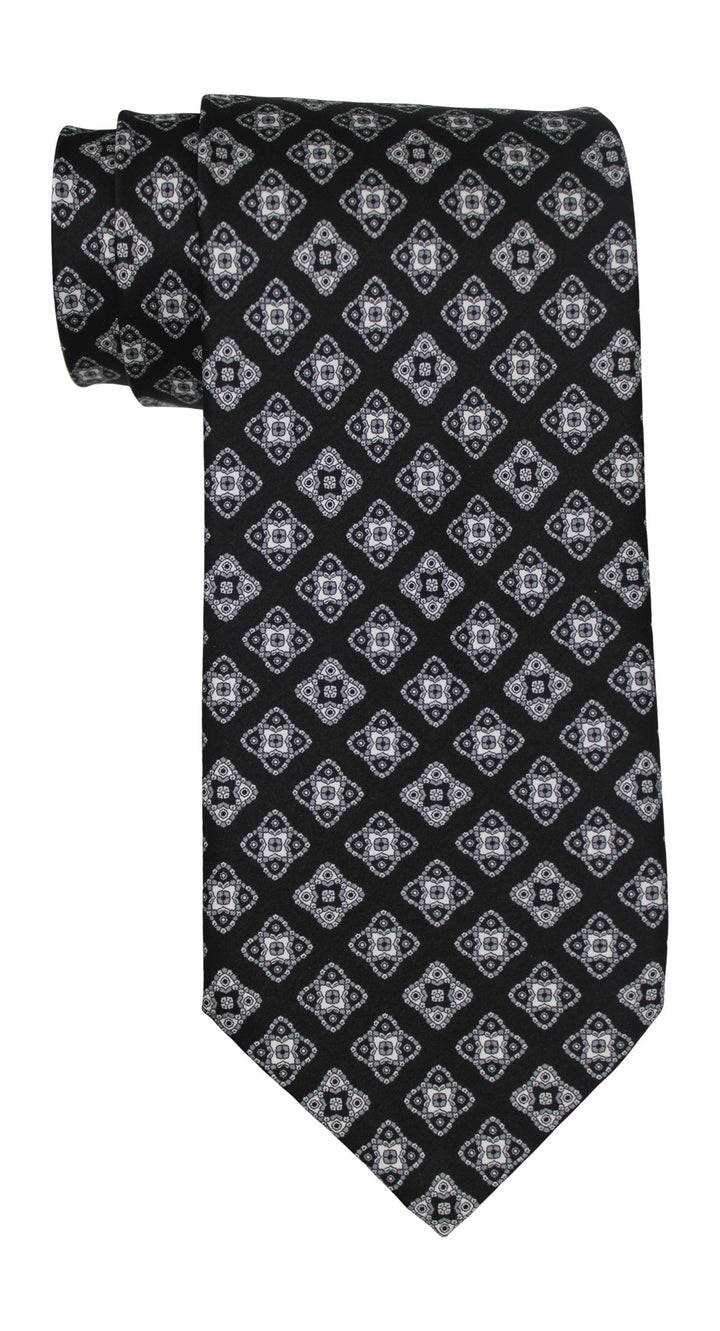 Stefano Ricci Satin Black Medallion Tie