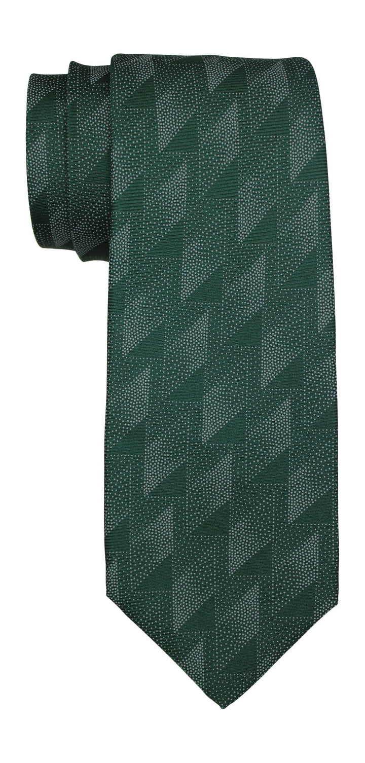 Kiton Green Geometric Printed 7 Fold Tie