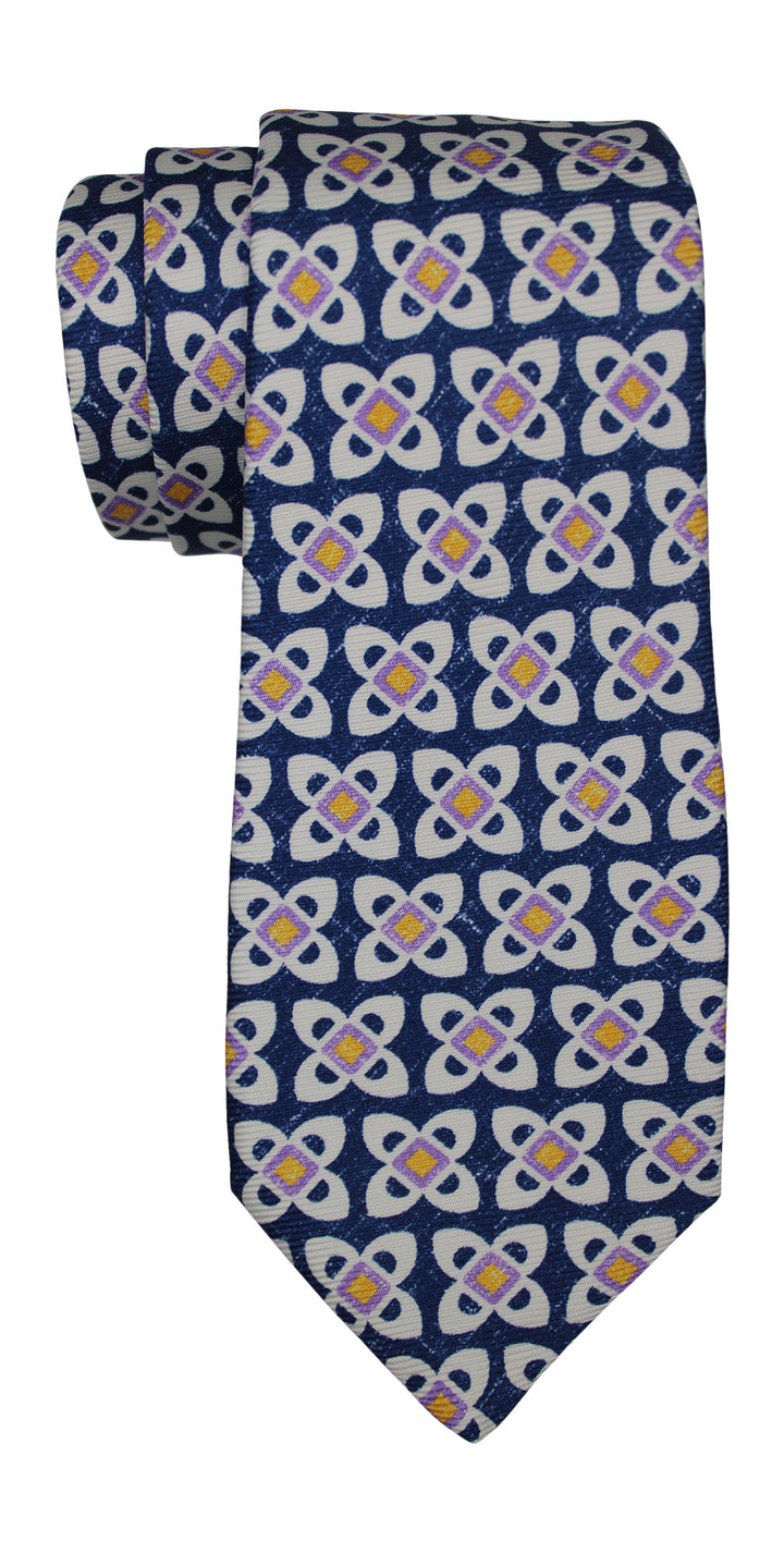 Kiton Multicolor Medallion Printed 7 Fold Tie
