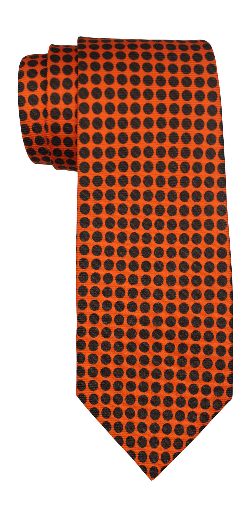 Kiton Orange Polka Dots Printed 7 Fold Tie