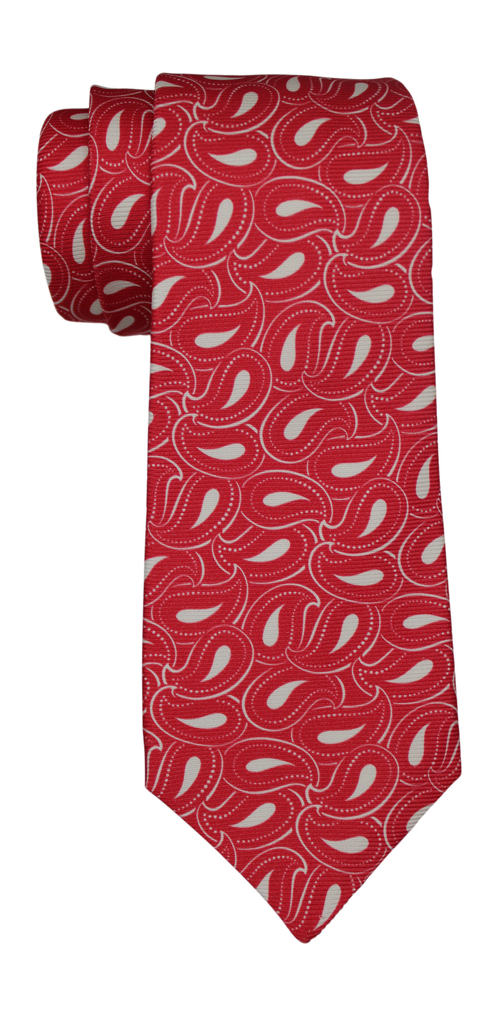 Kiton Red Paisley Printed 7 Fold Tie