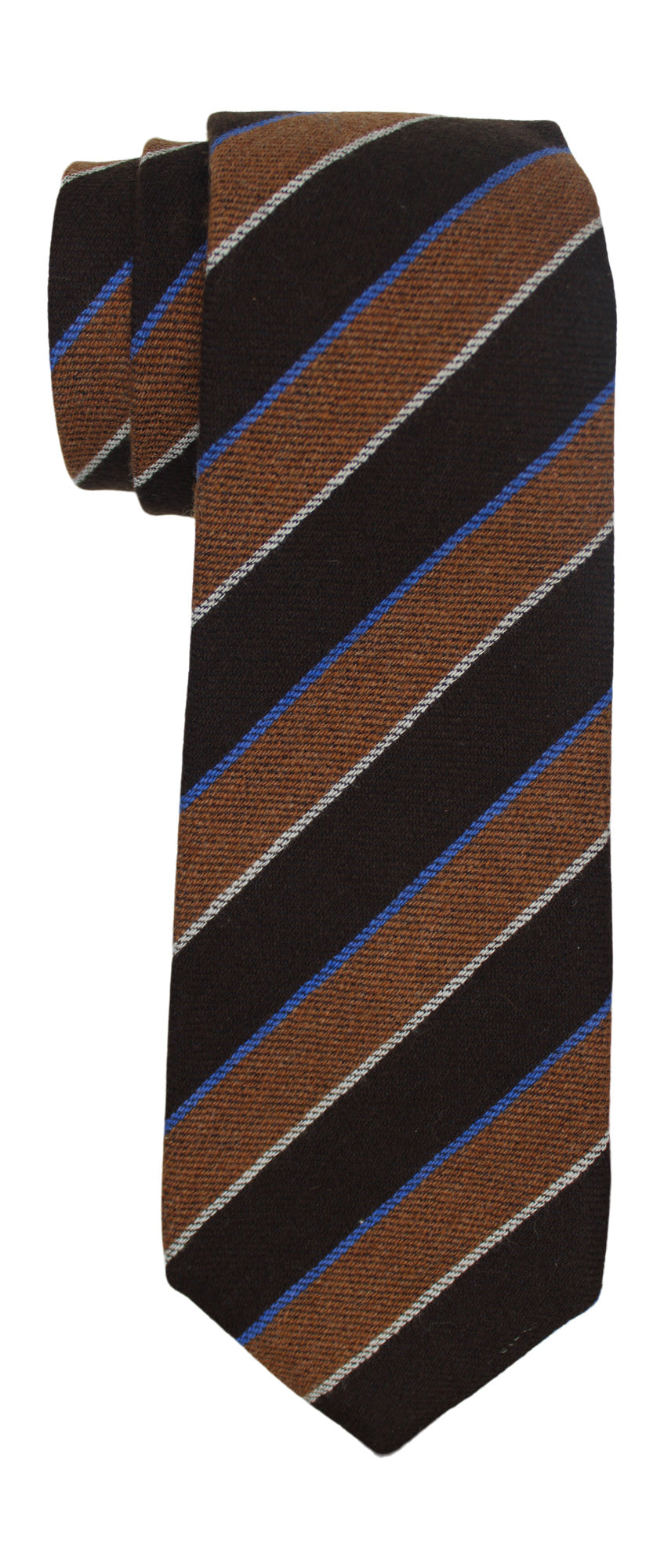 Kiton Brown Striped 100% Cashmere 7 Fold Tie