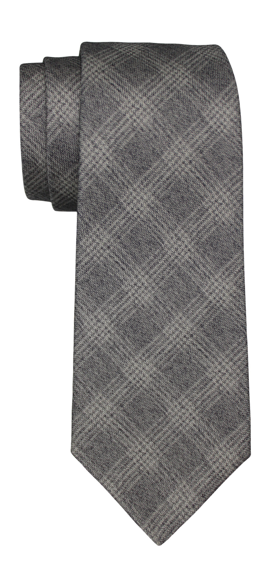 Kiton Gray Plaid 7 Fold Tie