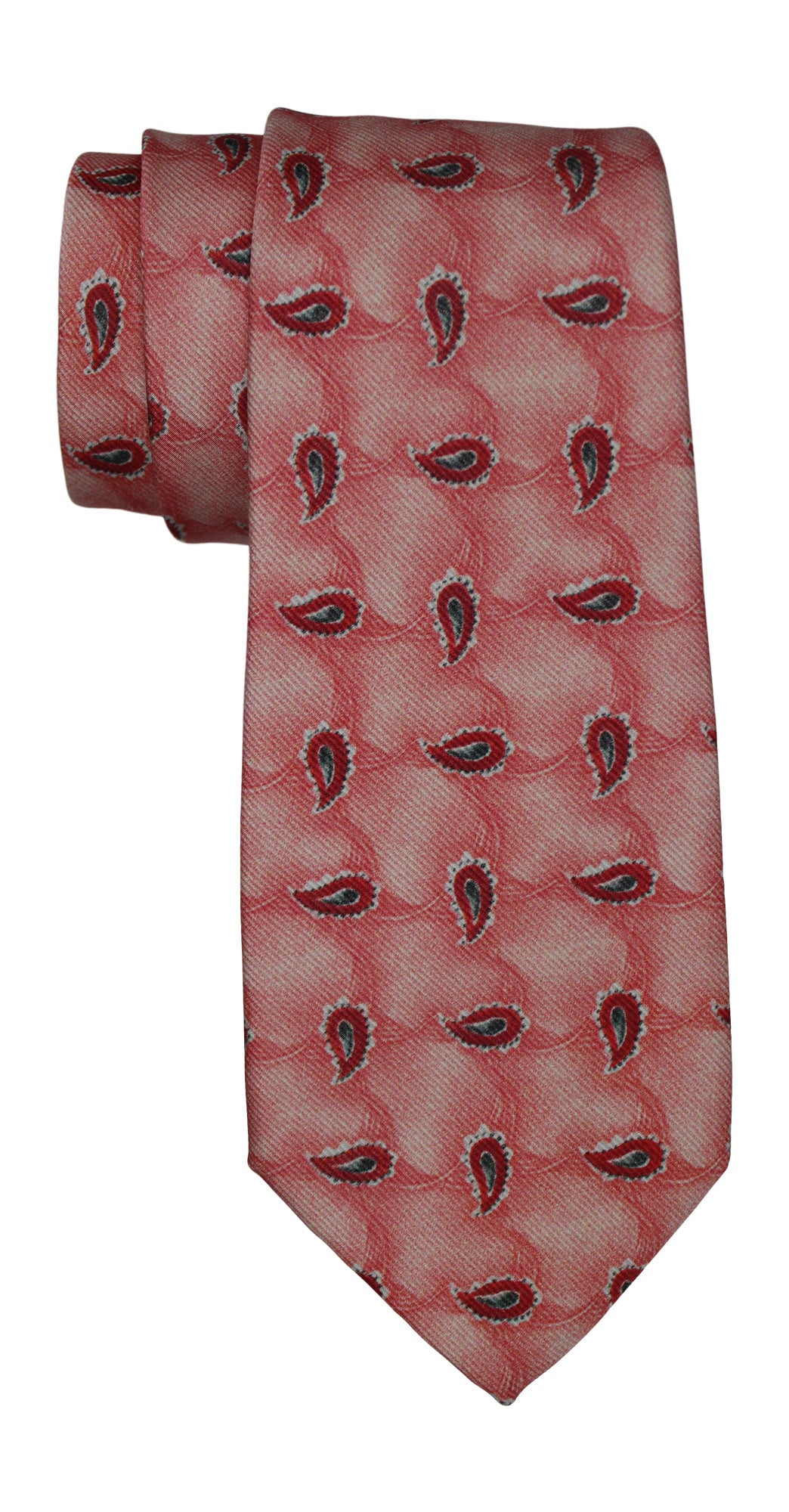 Kiton Pink Paisley Printed 7 Fold Tie
