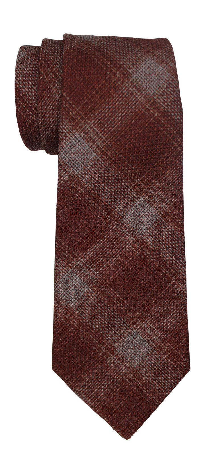Kiton Dark Burgundy Plaid 7 Fold Tie