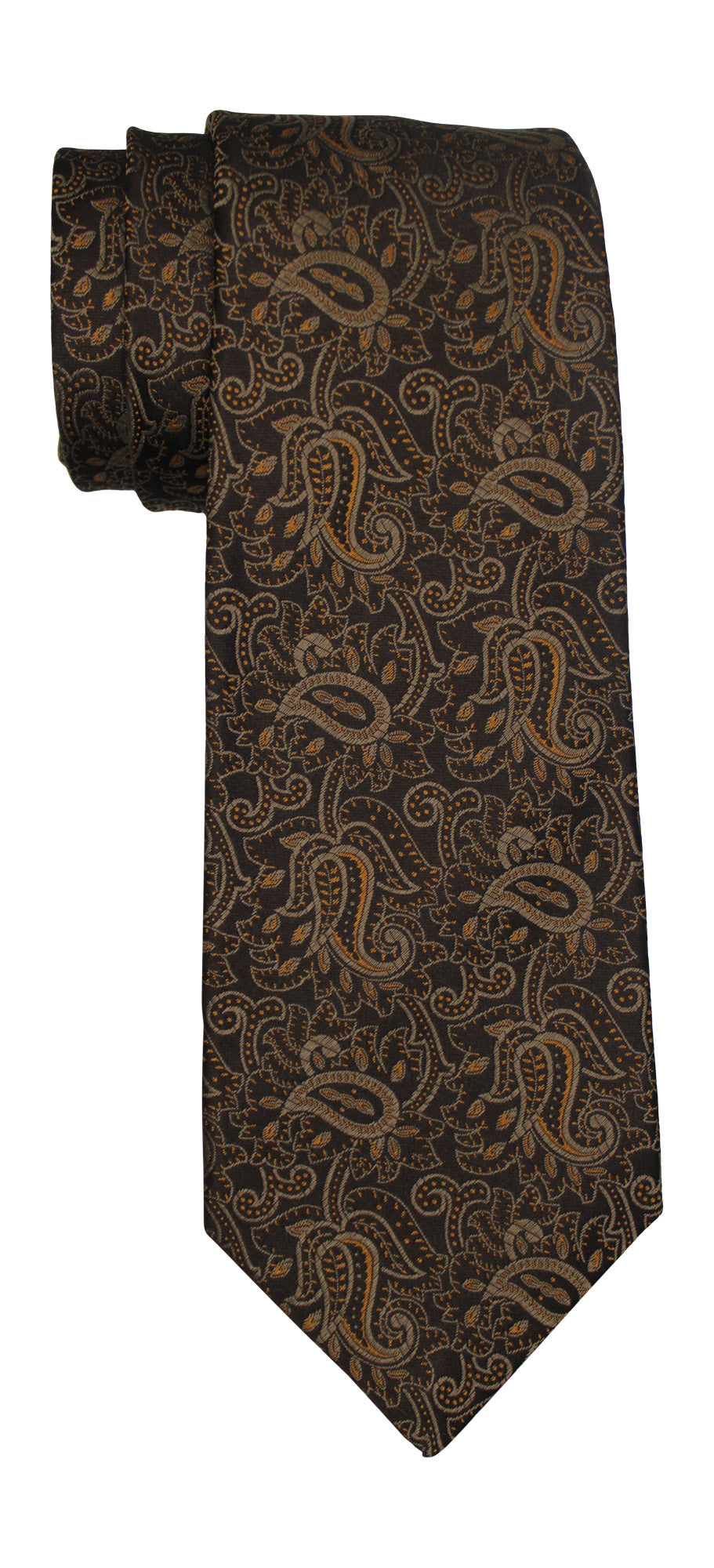 Kiton Bronze Paisley 7 Fold Tie