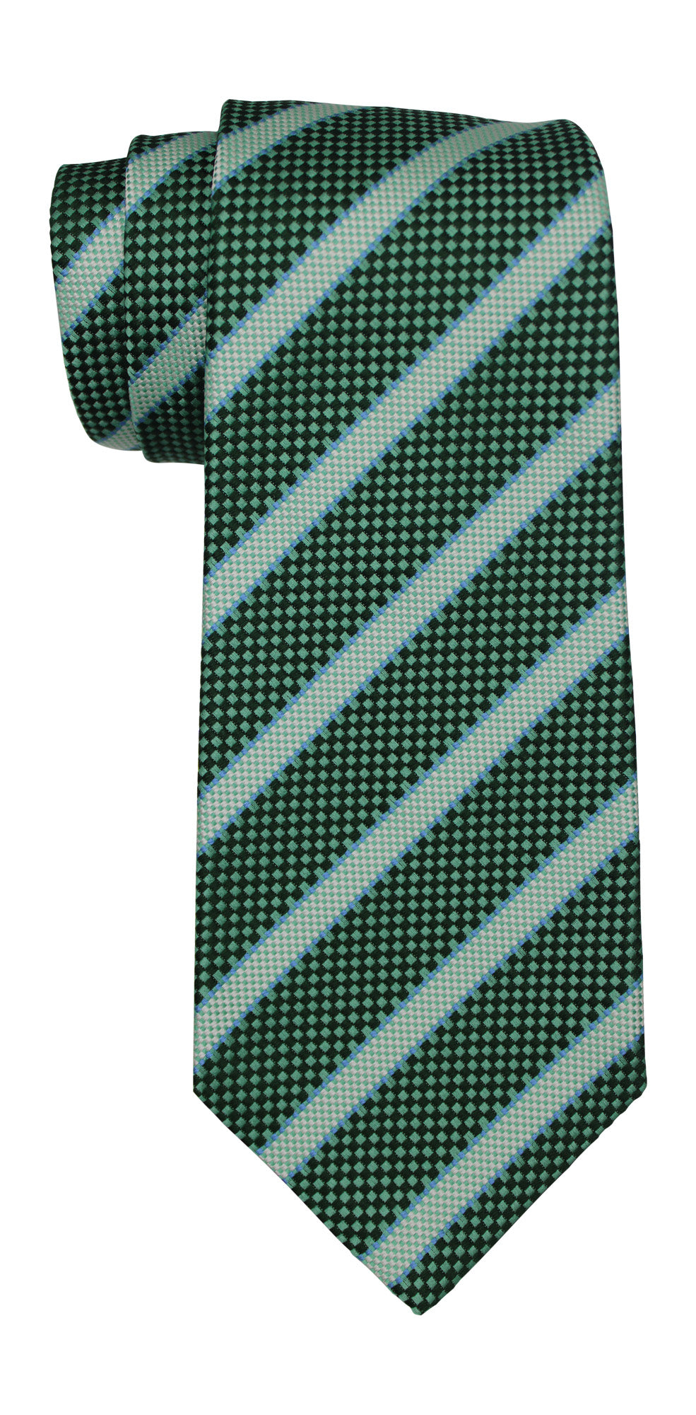Kiton Blue Green Striped 7 Fold Tie