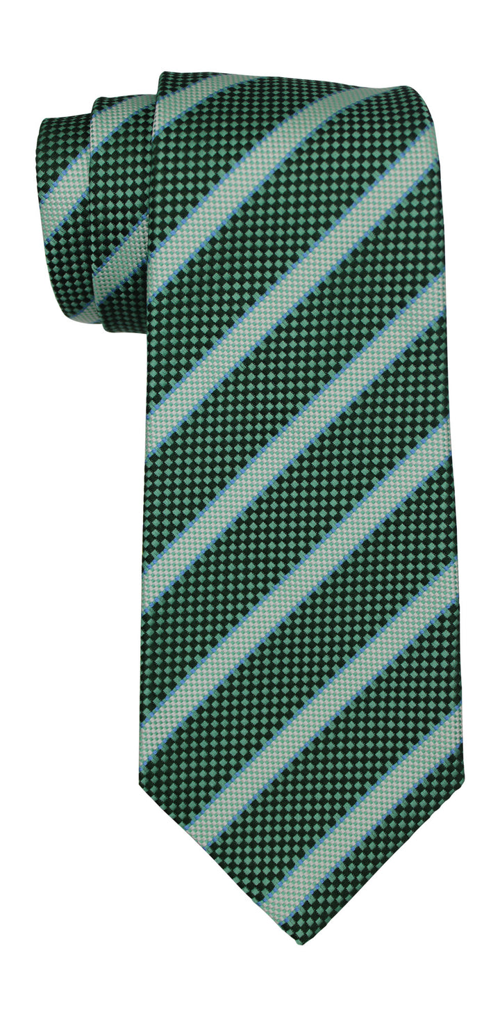 Kiton Blue Green Striped 7 Fold Tie