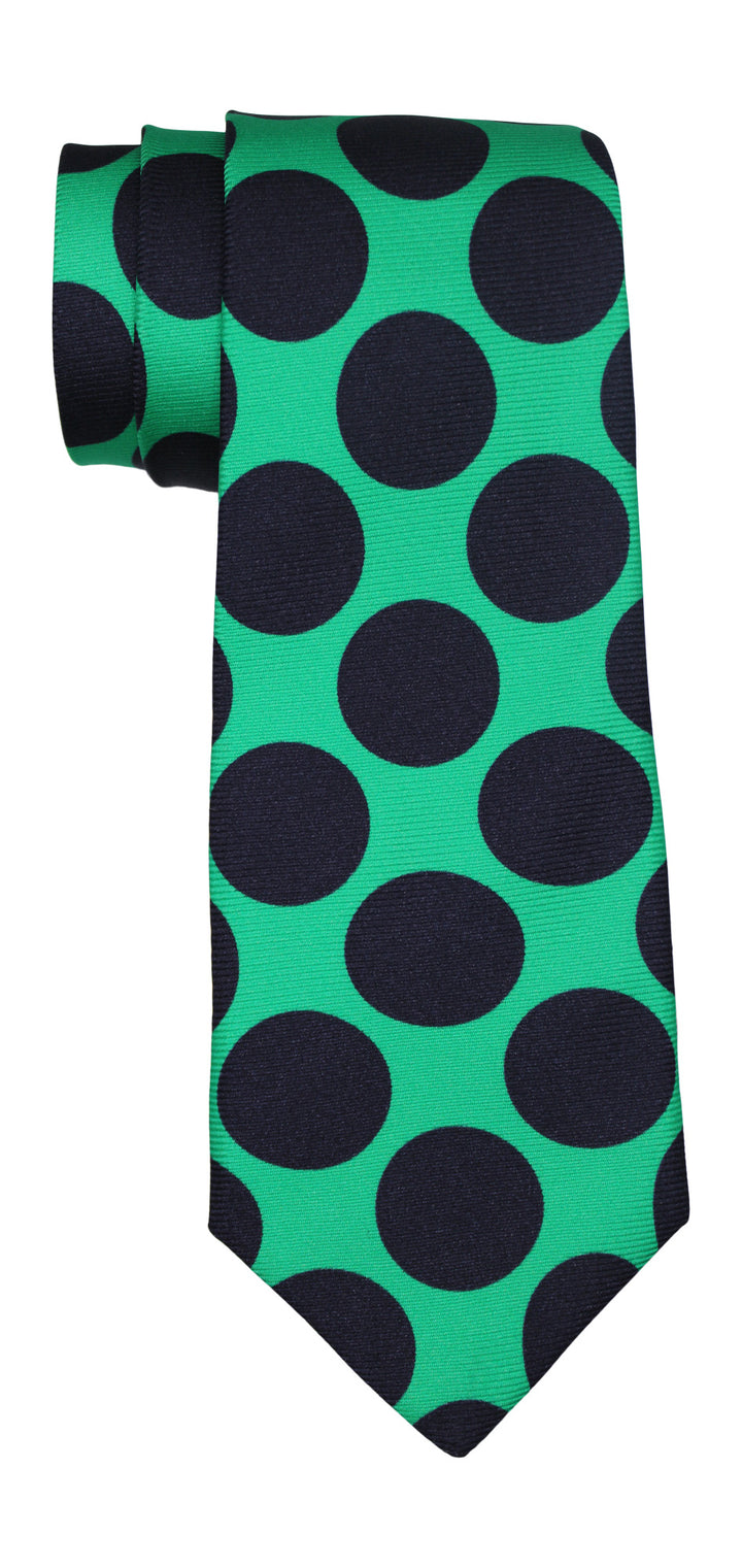 Kiton Green Navy Polka Dots 7 Fold Tie