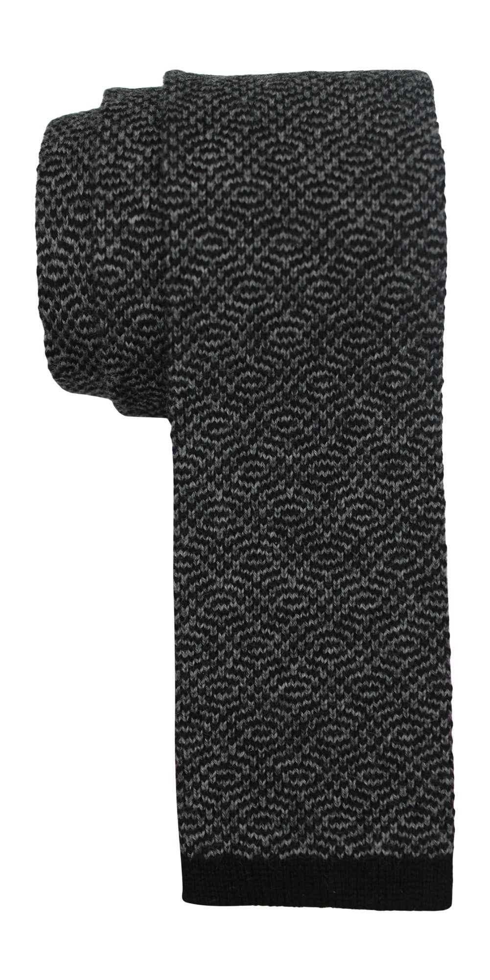Kiton Gray Geometric 100% Cashmere Knitted Tie