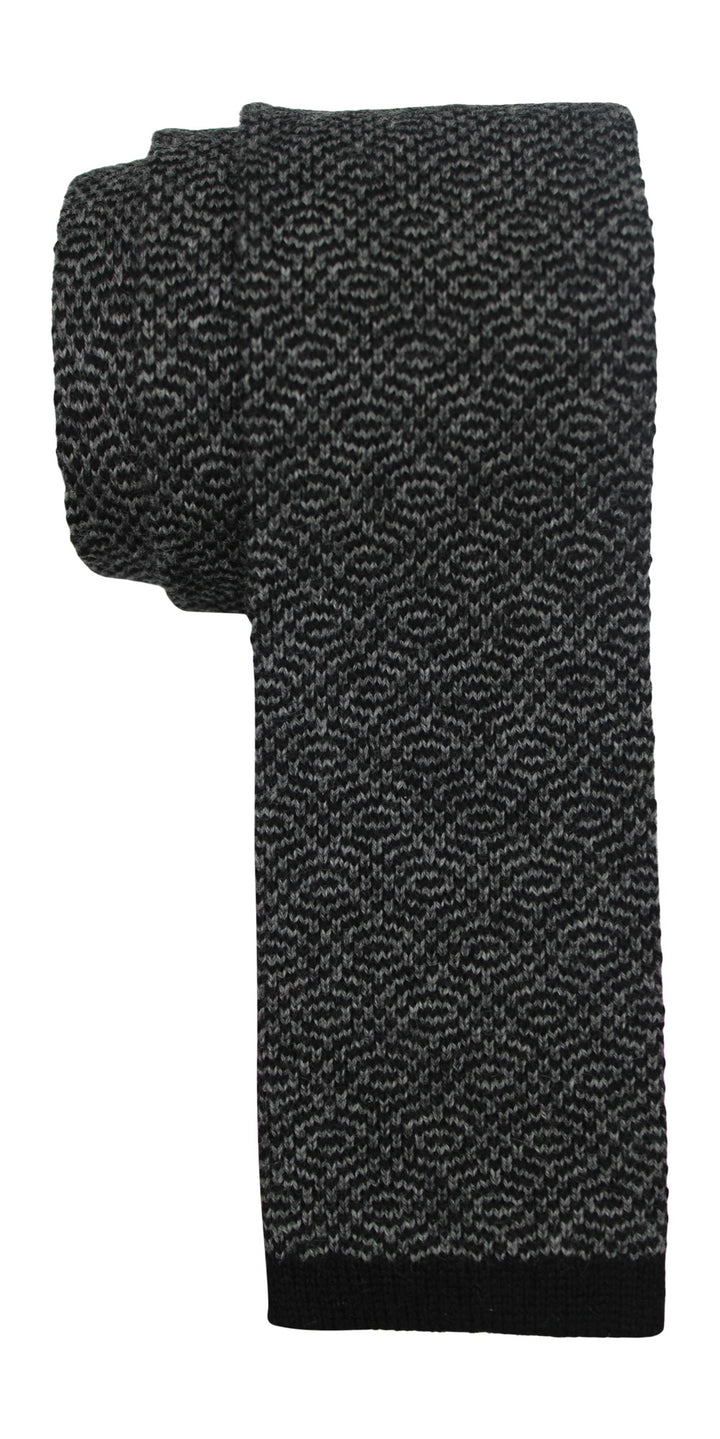 Kiton Gray Geometric 100% Cashmere Knitted Tie