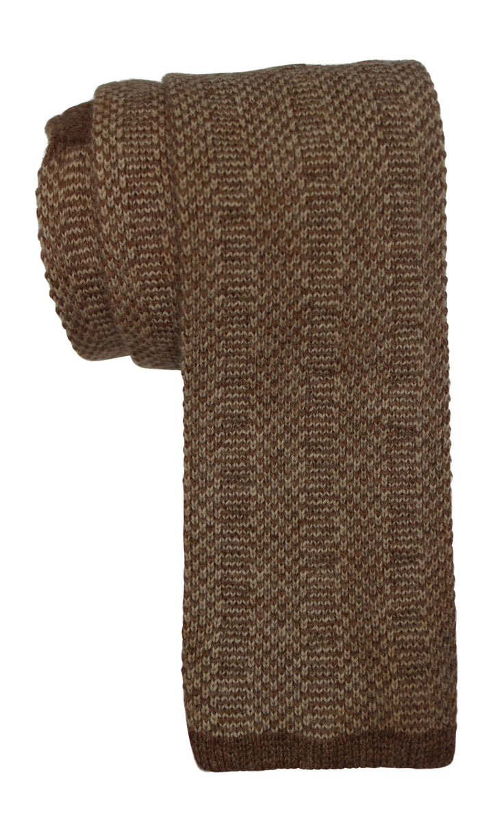 Kiton Tan Geometric 100% Cashmere Knitted Tie