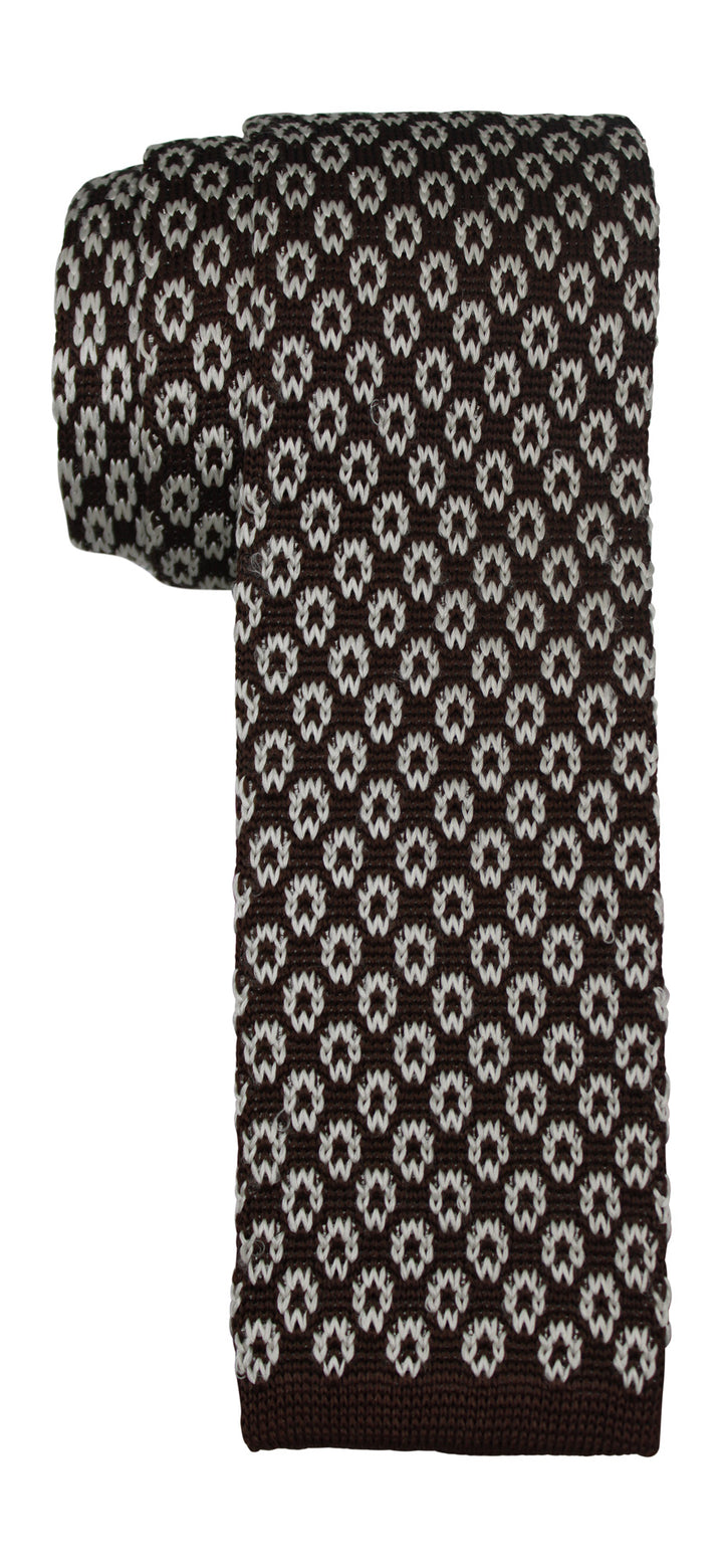Kiton Brown Geometric Silk Knitted Tie