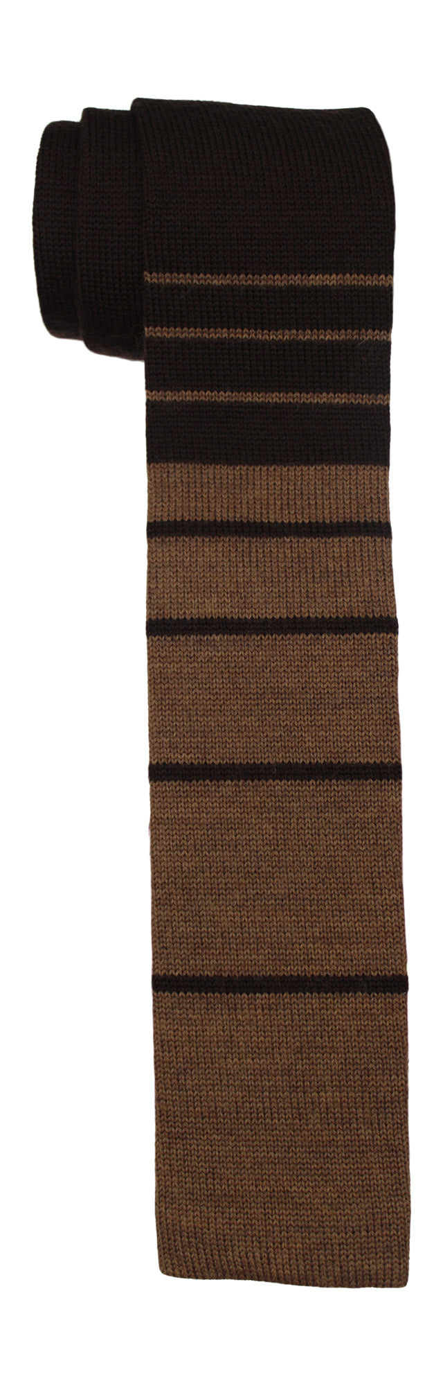 Kiton Brown Striped Cashmere Knitted Tie